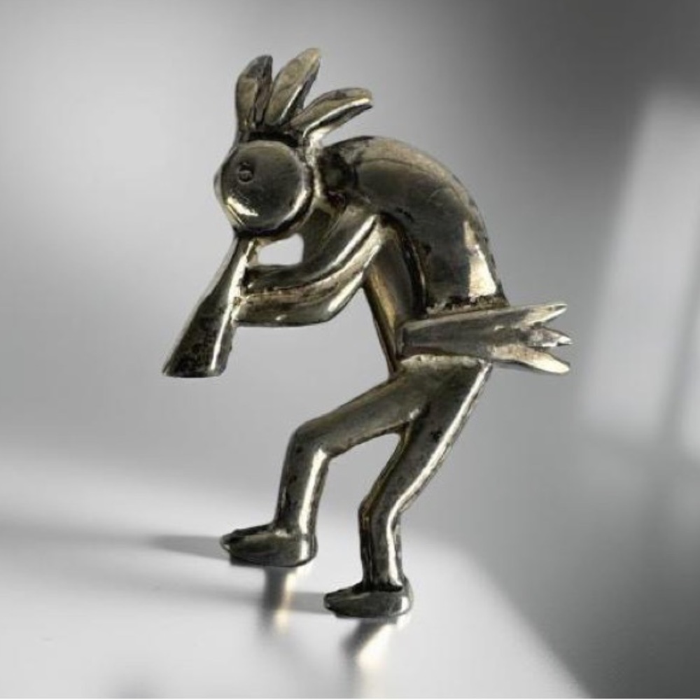 Glen Sandoval (GS) 925 Navajo Kokopelli 1.75 Inch Brooch/Pin